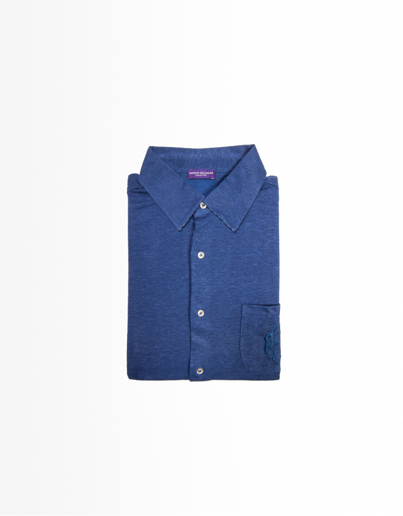 Patrick-Hellmann-Collection-Blue-Short-Sleeve-100-Linen-Shirt-image Patrick Hellmann Collection Blue Short Sleeve 100% Linen Shirt image